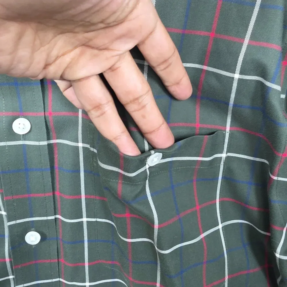 Orvis Men's Green Multi Check Button Down Long Sleeve Cotton Size L